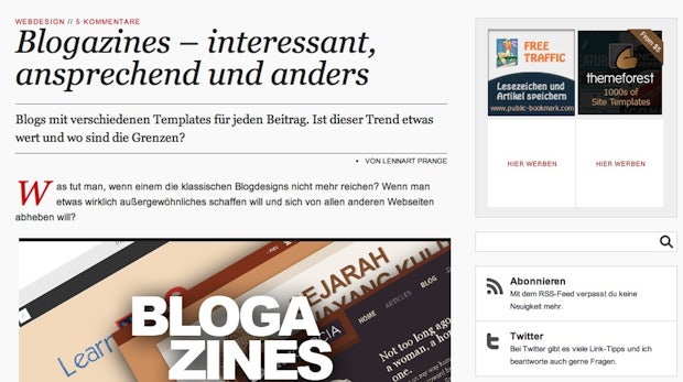 Webdesign-Trend: „Blogazines“ - Für jedes Posting ein eigenes Design